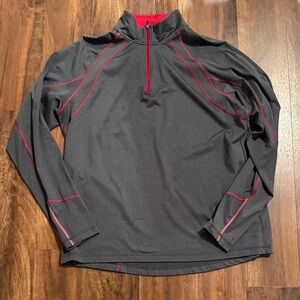 REI Charcoal and Crimson Quarter-Zip Pullover